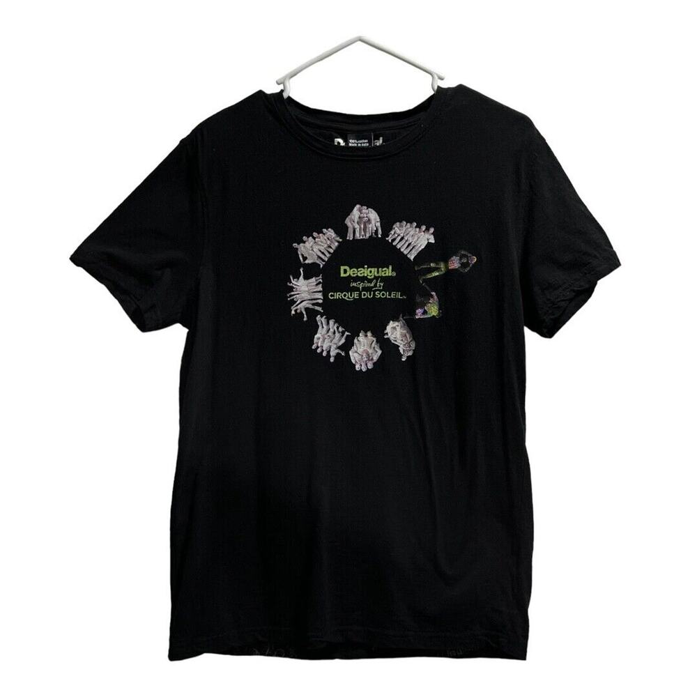 Desigual Inspired by Cirque Du Soleil Short Sleeve Tee Shirt Black ? Sz Fun